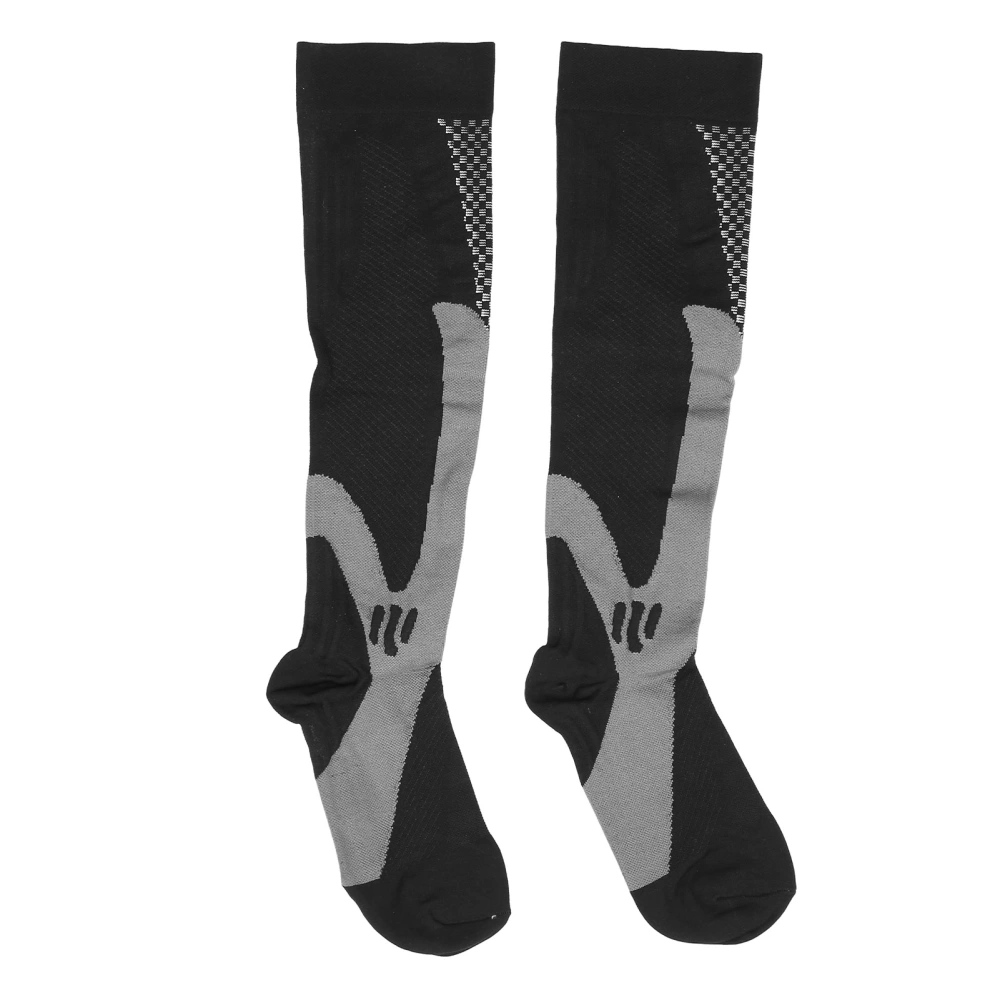 2pcs Calf Compression Socks Knee High Prevent Slip Soft Breathable Nylon Elastic Calf Compression Sports Socks L XL