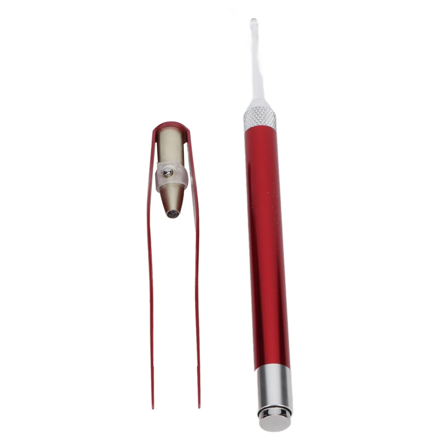 2pcs LED Light Ear Spoon with Tweezers Portable Luminous Light Ear Pick Cleaner Red for Kids Adults