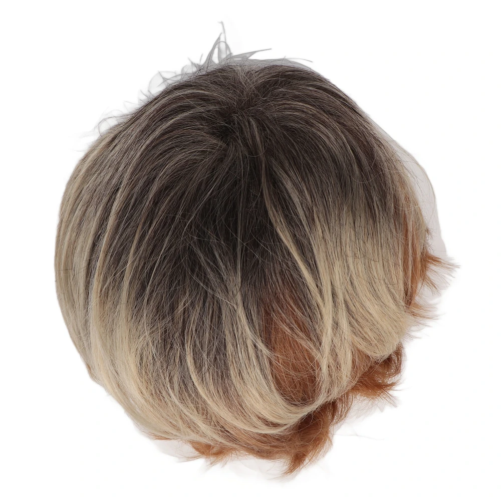 Men Short Wig Synthetic Layered Fluffy Heat Resistant Multifunctional Soft Adjustable Hair Wig