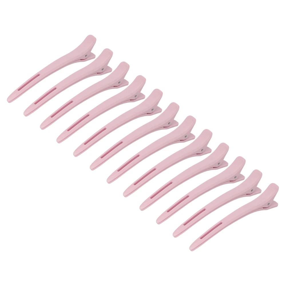 12Pcs Styling Hair Clips Slip Free Pink Duck Bill Clips for Flat Ironing Coloring Blow Drying