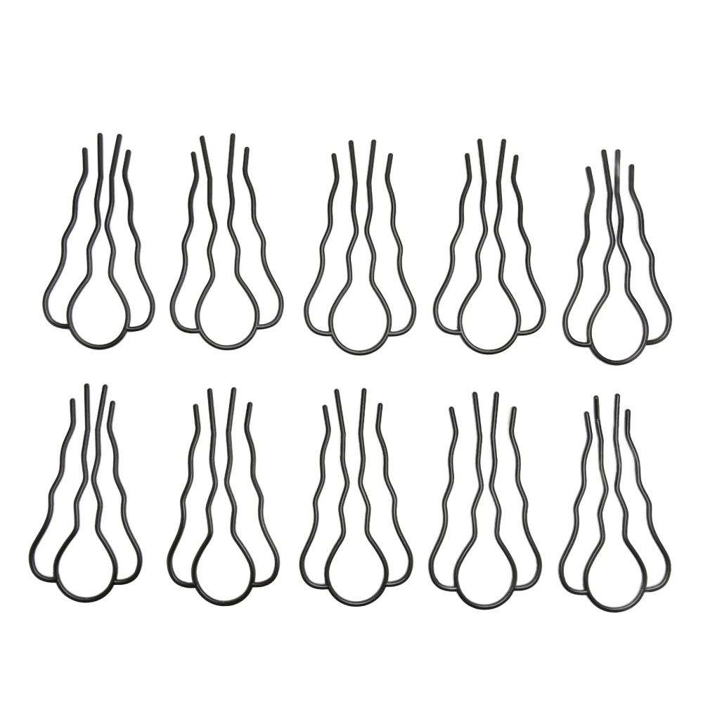 10 Pcs Hair U Shaped Clip Metal Black Coating French Vintage Style U Shaped Hair Pins for Hairstyling