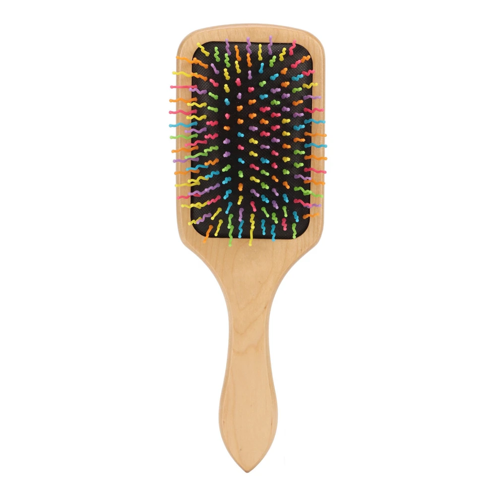 Air Cushion Comb with Colorful Teeth Wooden Handle Massage Hair Brush Detangling Styling Comb