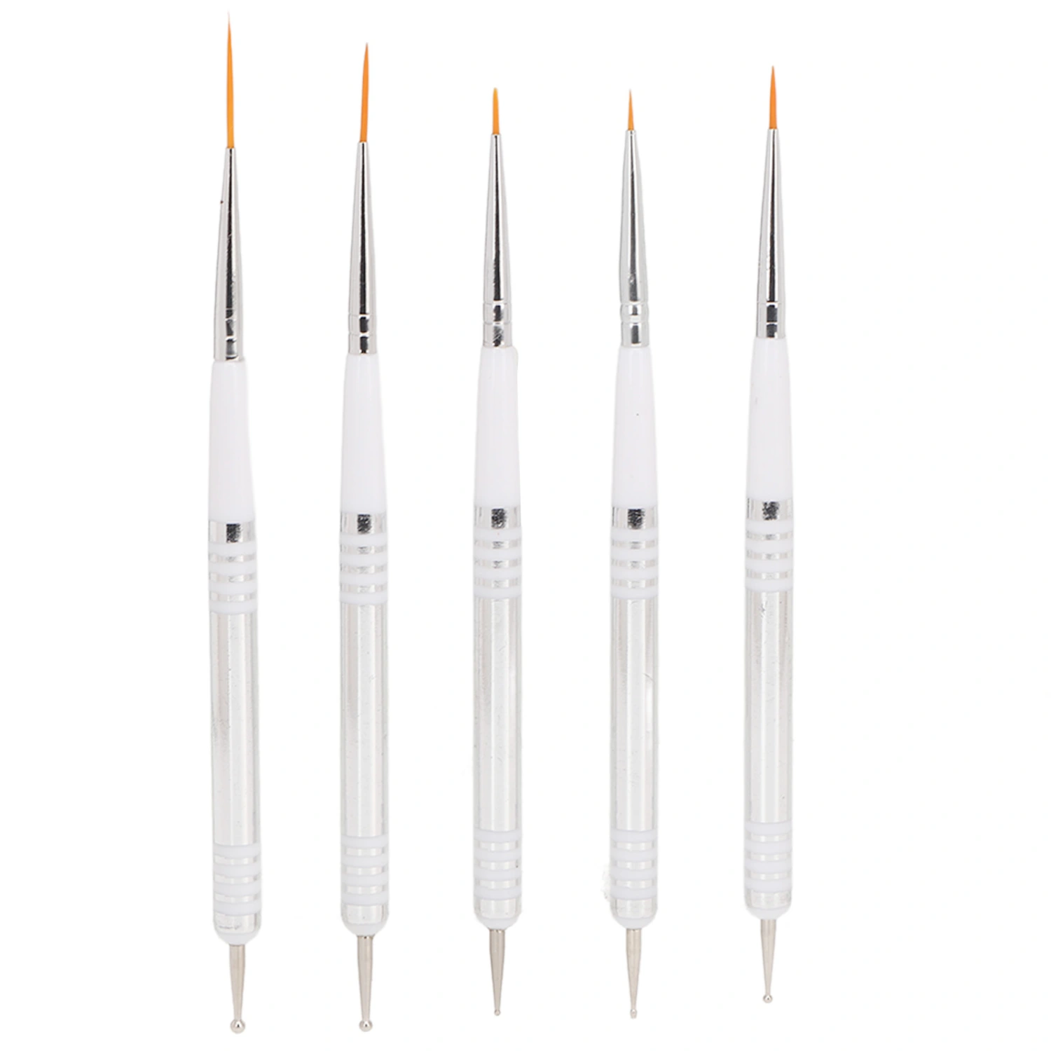 5 Pcs Nail Art Brushes Double Ended Detail Drawing Fine Tip Nail Dotting Pens for Home DIY Salon Manicure