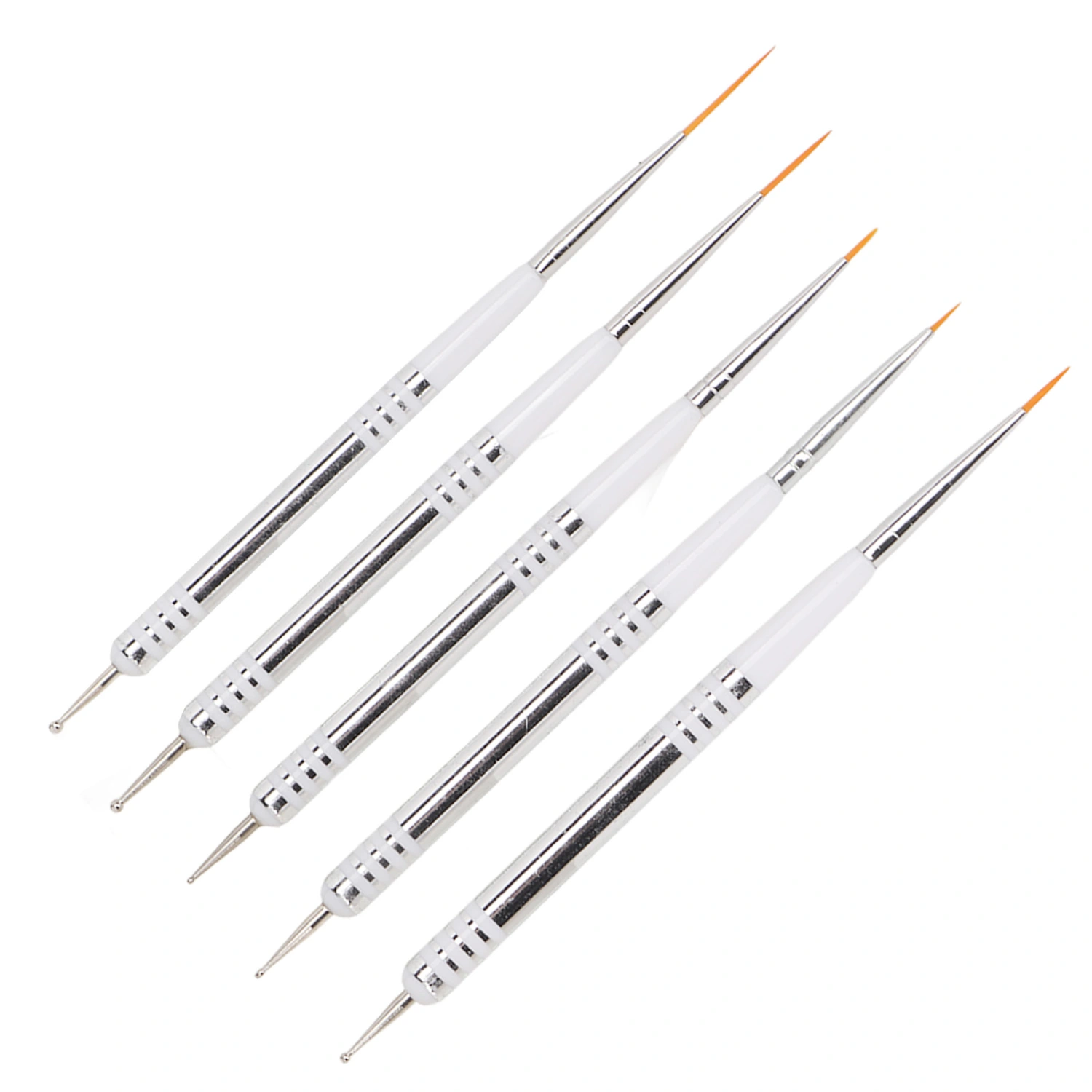5 Pcs Nail Art Brushes Double Ended Detail Drawing Fine Tip Nail Dotting Pens for Home DIY Salon Manicure