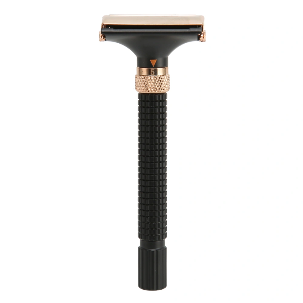 Shaving Handle Metal Safety Double Edge Reusable Shaving Long Handle for Men Women Black