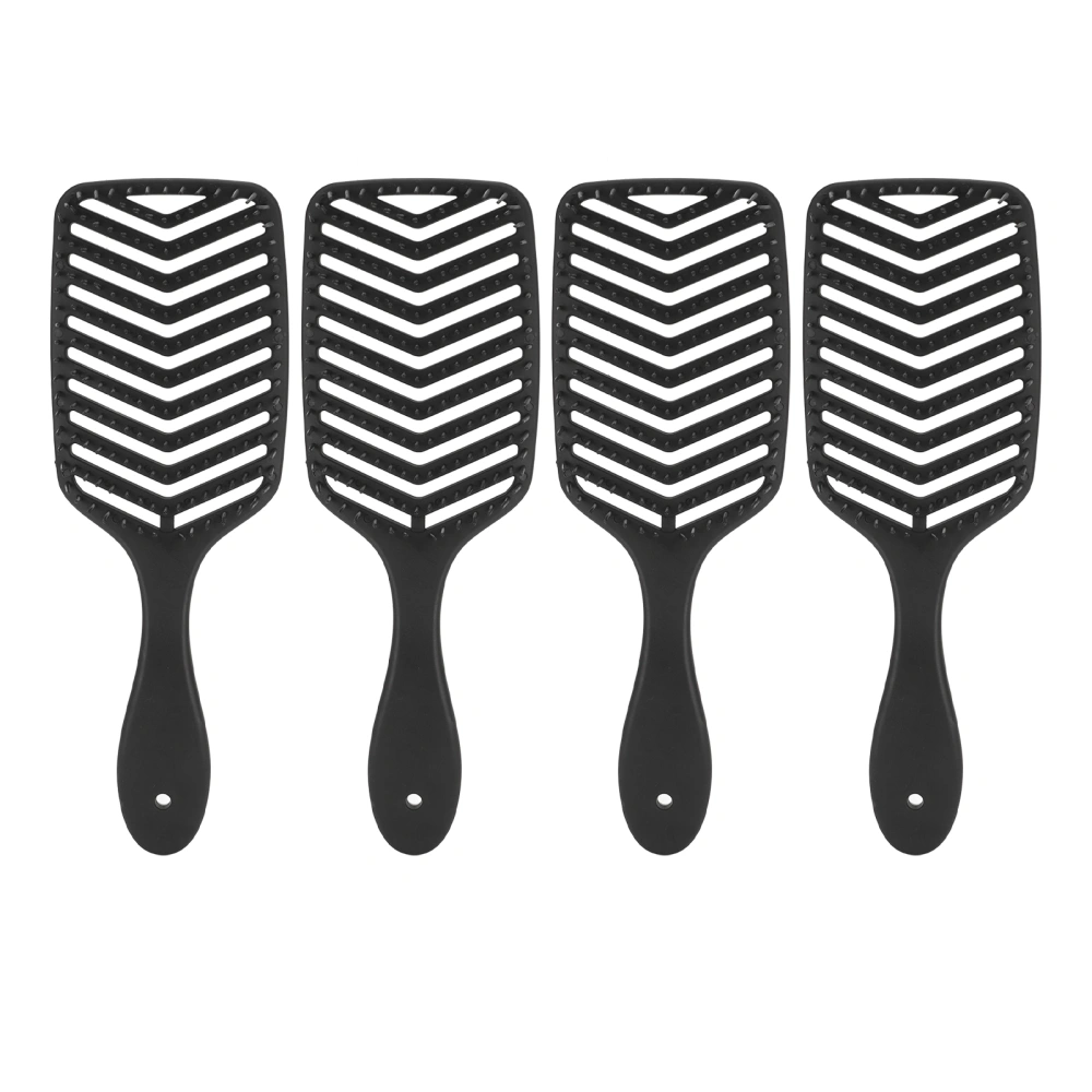 4PCS Hollow Out Brushes Scalp Massage Hollow Out Comb Hair Detangling Styling Combs Black