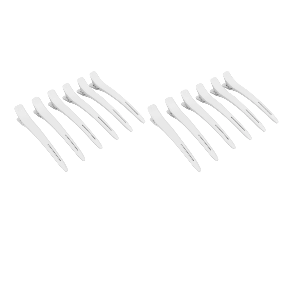 12 Pcs Duck Billed Hair Clip White Plastic Strong Hold Capacity Hair Sectioning Styling Clips for Salon Home Use