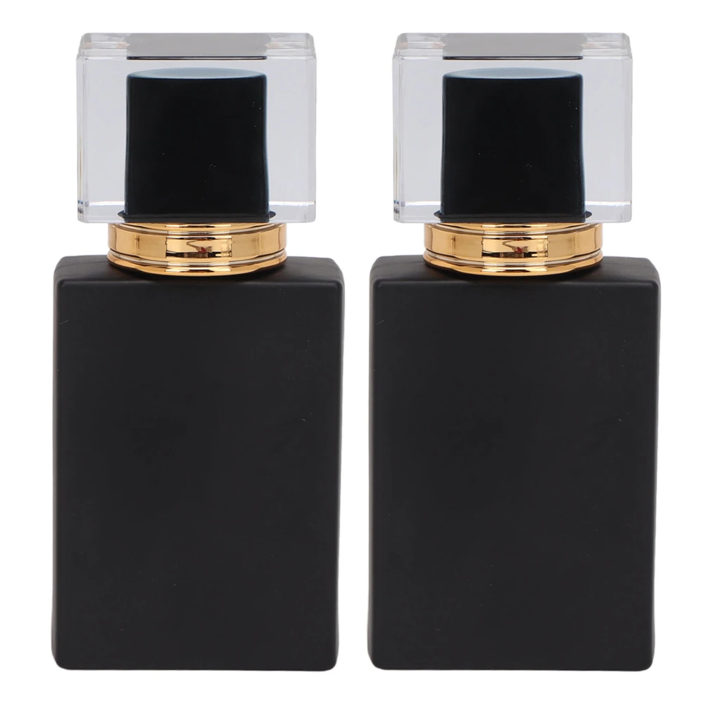 2pcs Glass Spray Perfume Bottle Leakproof Gloden Atomizing Nozzle Perfume Bottle Atomizer Black 30ml