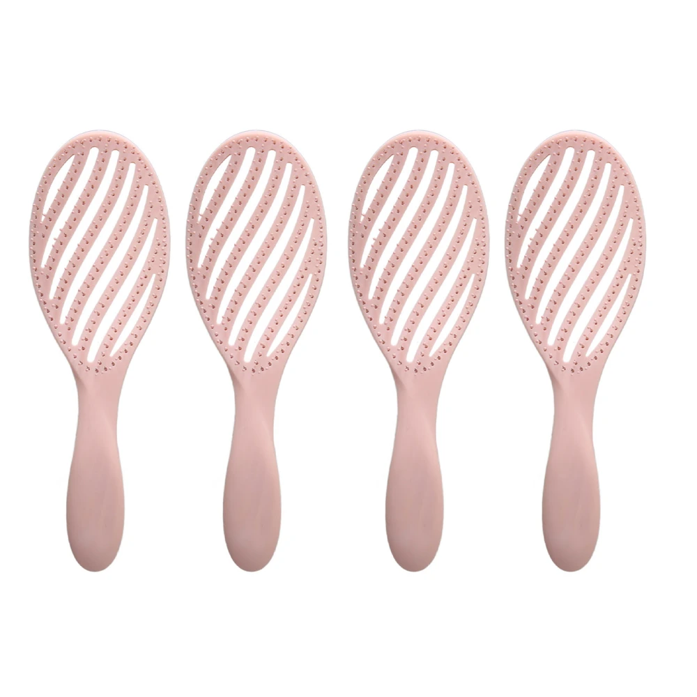 4Pcs Curved Vented Hair Brush Professional Soft Needle Detangling Hairbrush for Faster Blow Drying Styling Pink