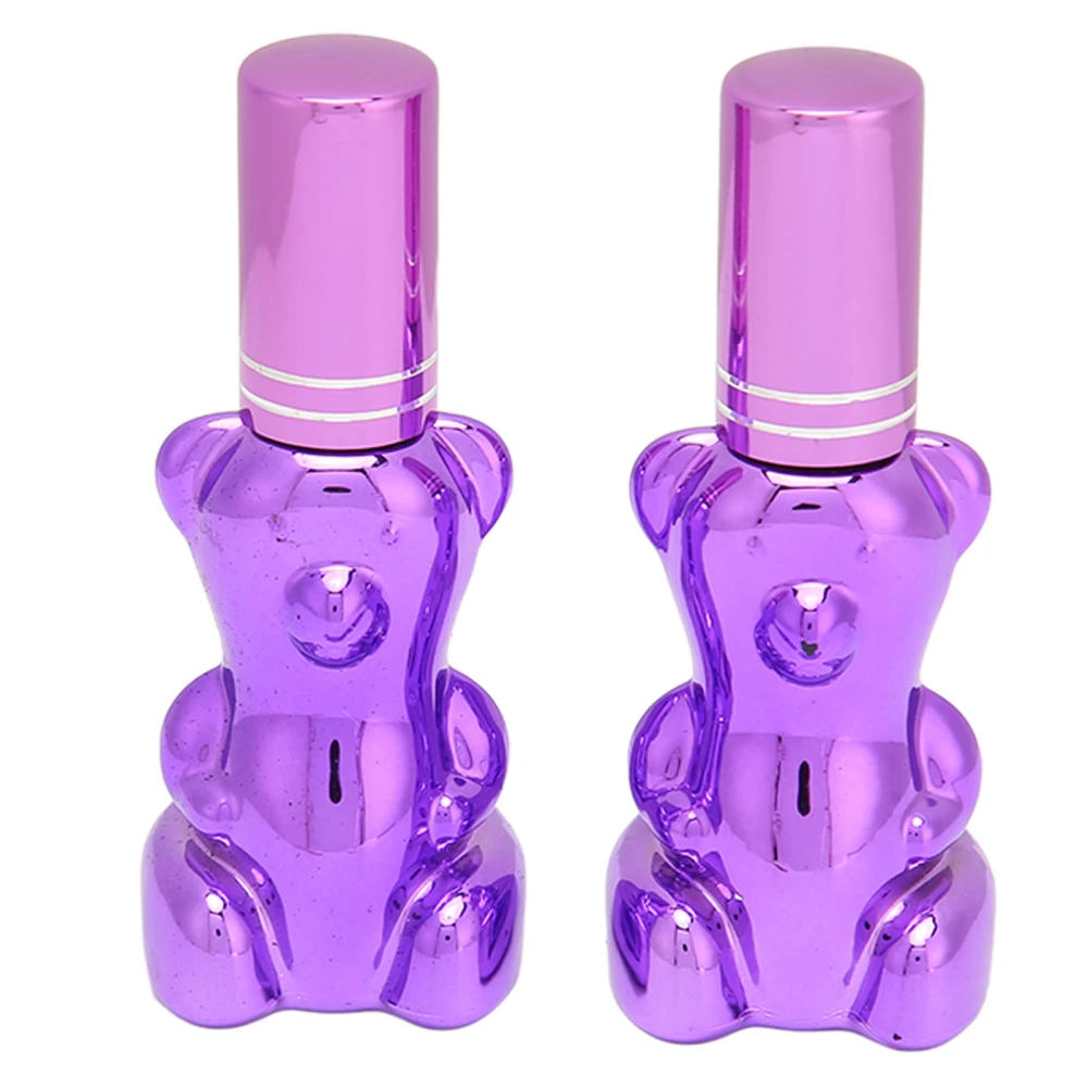 2pcs Perfume Spray Bottle Bear Shaped Press On Leakproof Refillable Empty Bottle 12ml Purple