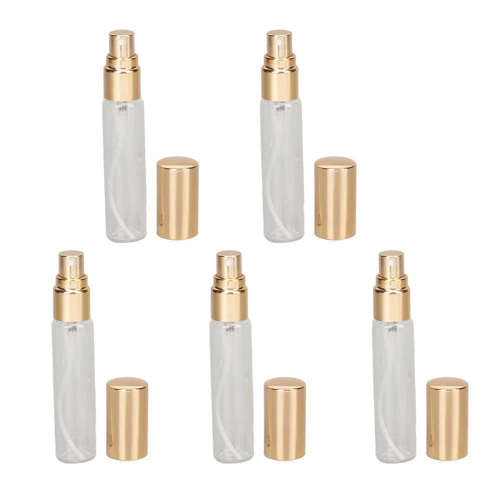 5pcs Perfume Spray Bottle Glass Press On Leakproof Portable Refillable Empty Bottle 10ml