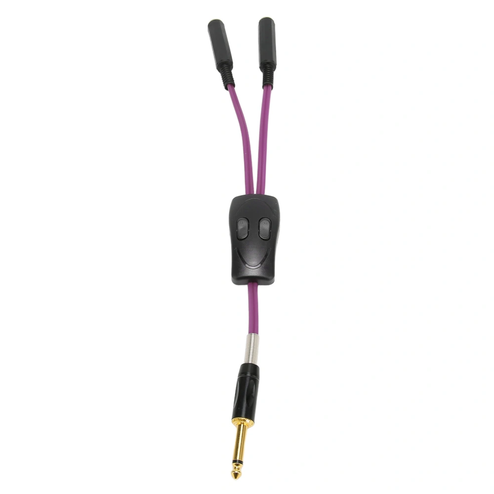 Tattoo Dual Interface Converter 6.35mm Audio Plug Silicone Professional Tattoo Splitter Switch for RCA DC Clip Cord Purple