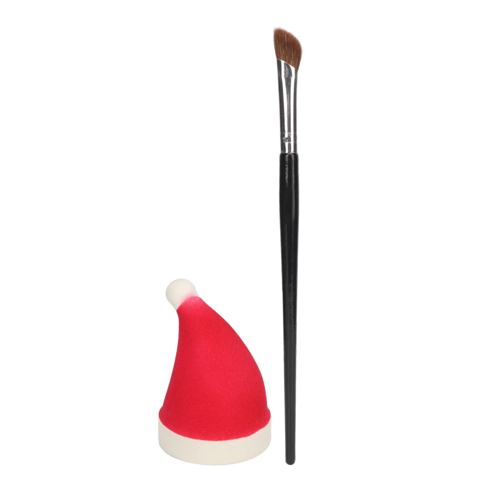 Angle Brush Sponge Kit Red Christmas Hat Shape Makeup Sponge Nose Shadow Brush Set