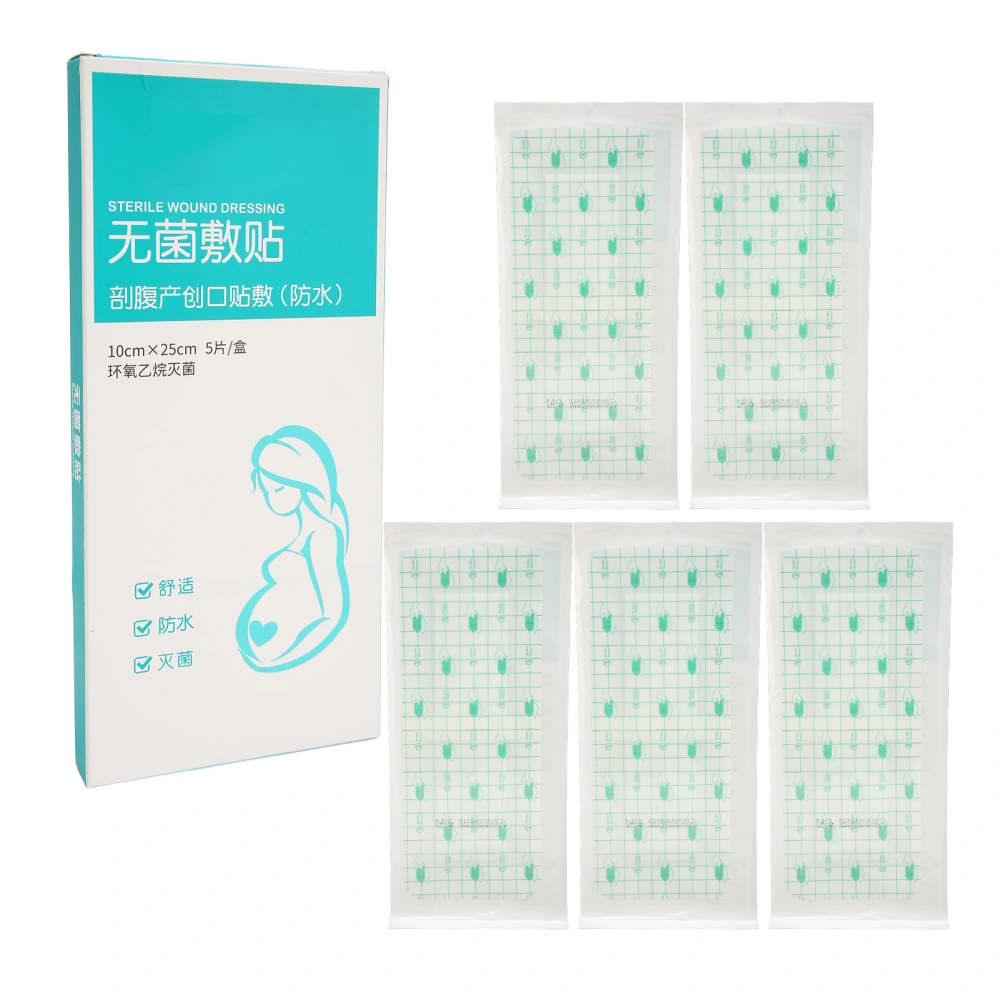 5pcs Waterproof Caesarean Section Wound Dressing PU Film Soft Breathable Bath Adhesive Wound Dressing