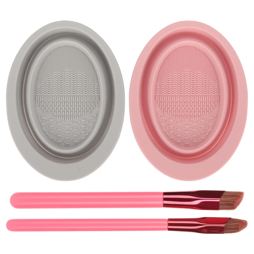 4pcs Angled Eyebrow Hairline Brush Silicone Multifunctional Portable Silicone Makeup Brush Cleaning Bowl Mat