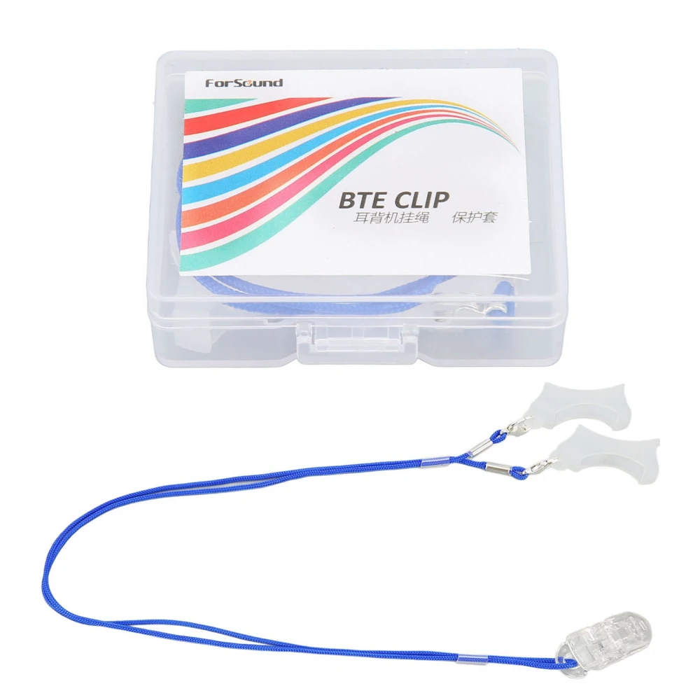 Hearing Aid Clip Lanyard Prevent Loss Transparent Clip Blue Rope Hearing Device Lanyard for Elderly Children Binaural