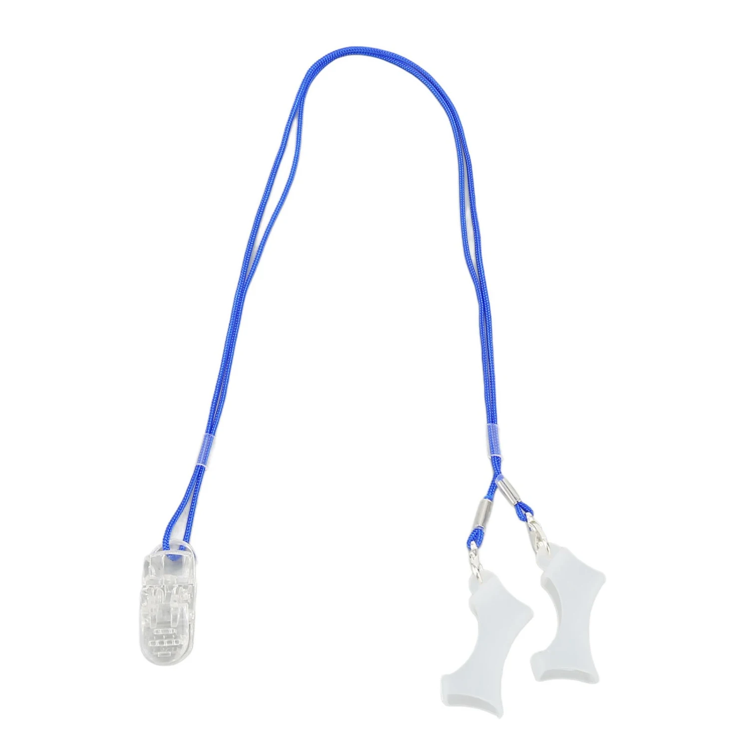Hearing Aid Clip Lanyard Prevent Loss Transparent Clip Blue Rope Hearing Device Lanyard for Elderly Children Binaural