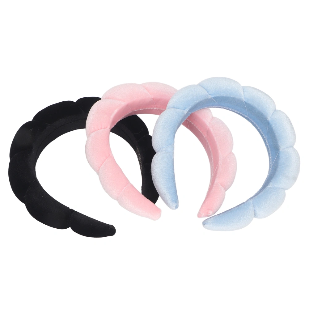 Wide Headband Prevent Slip Elastic Breathable Pure Color Women Hair Bands for Makeup Washing Face 3pcs