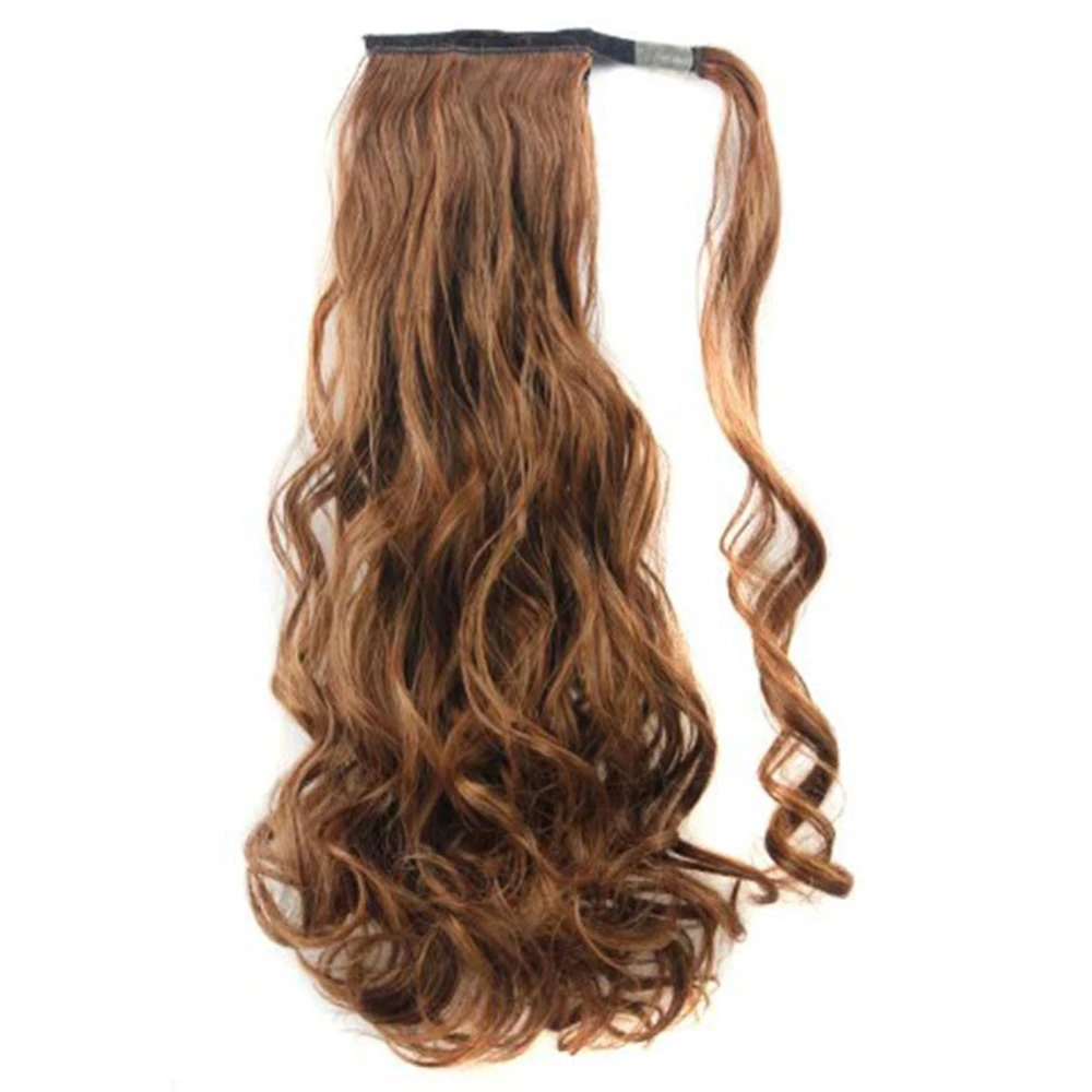 Wave Hair Extension Clip Long Curly Adjustable Hook And Loop Women Wig Extension Ponytail 4/30