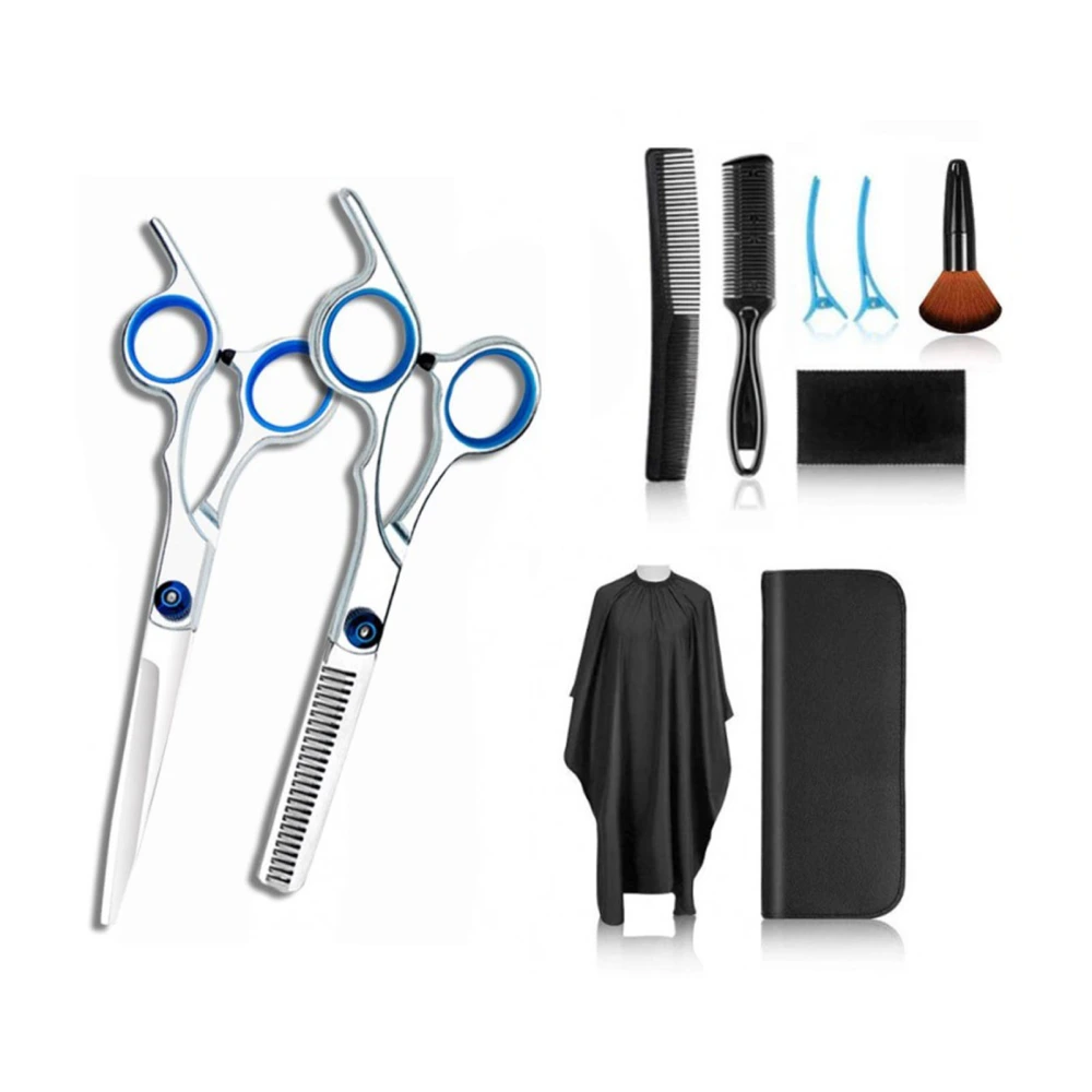 10pcs Hair Cutting Scissors Kit Thinning Trimming Stainless Steel Professional Hairdressing Shears Set Blue