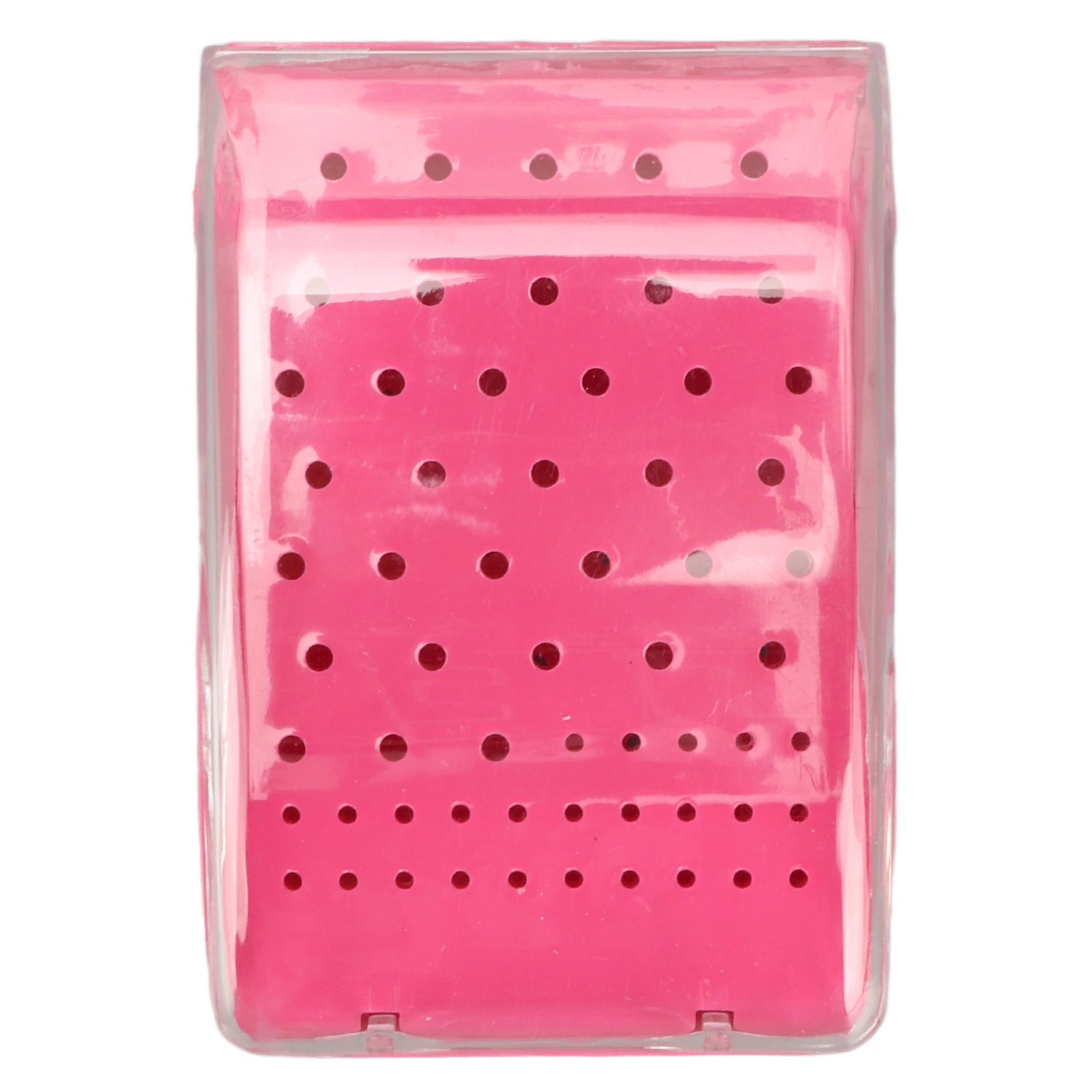 Dental Bur Autoclavable Case Organizer Rectangle 60 Hole Bur Cleaning Holder Box for Dental Hospital Pink