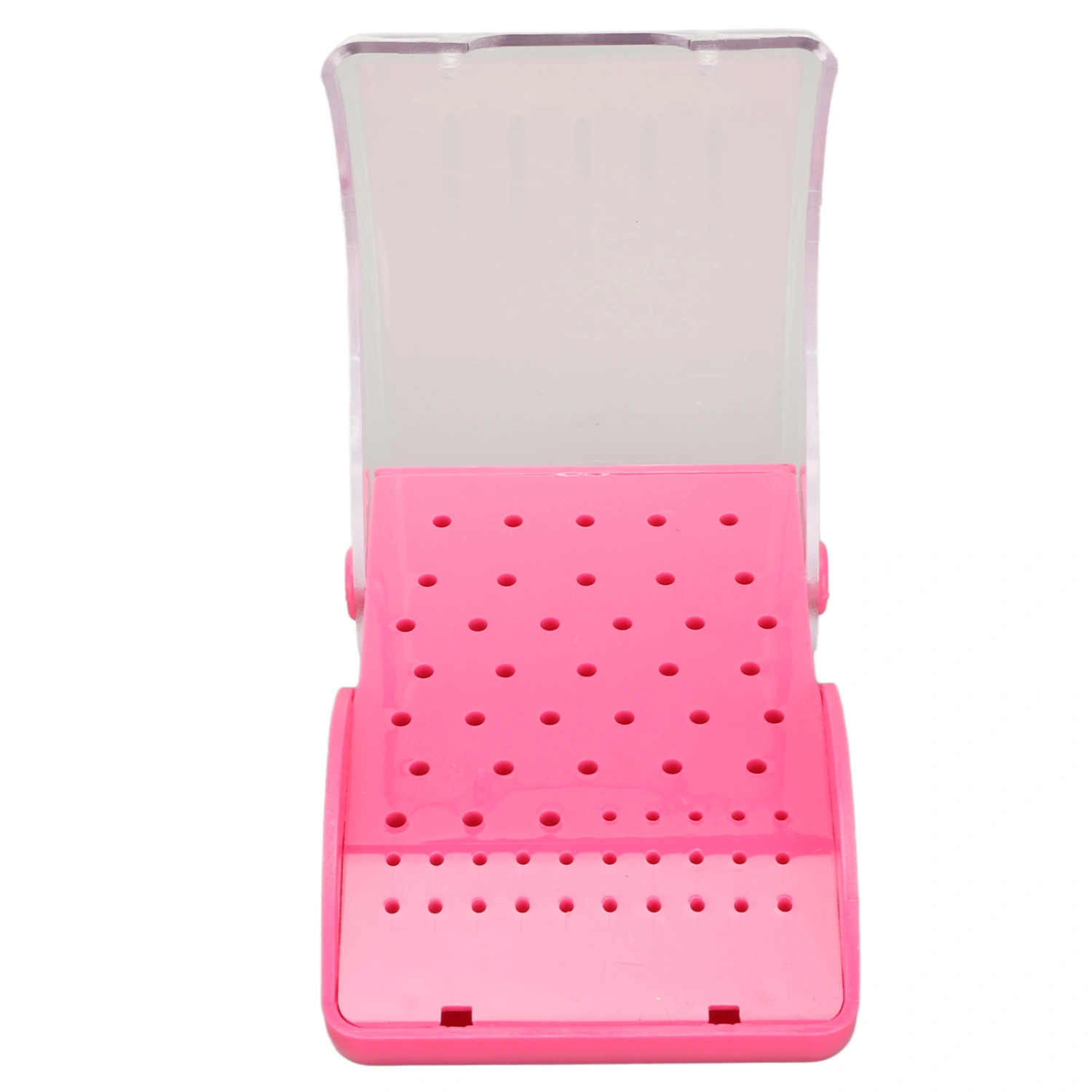 Dental Bur Autoclavable Case Organizer Rectangle 60 Hole Bur Cleaning Holder Box for Dental Hospital Pink