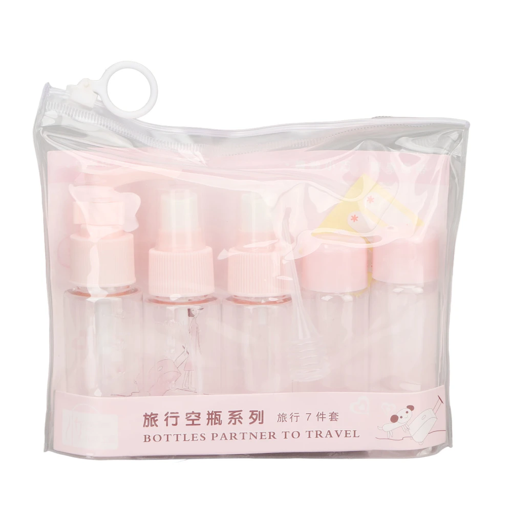 Travel Bottles Kit Clear Leakage Proof Empty Portable Toiletry Containers Set for Lotion Cream Shampoo Pink