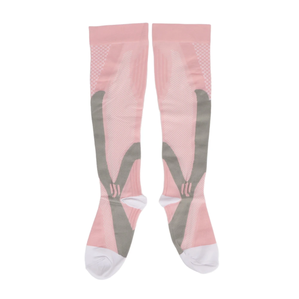 Compression Socks Highly Elastic Shock Absorption Breathable Sports Compression Stockings for Running Soccer Nursing Pink