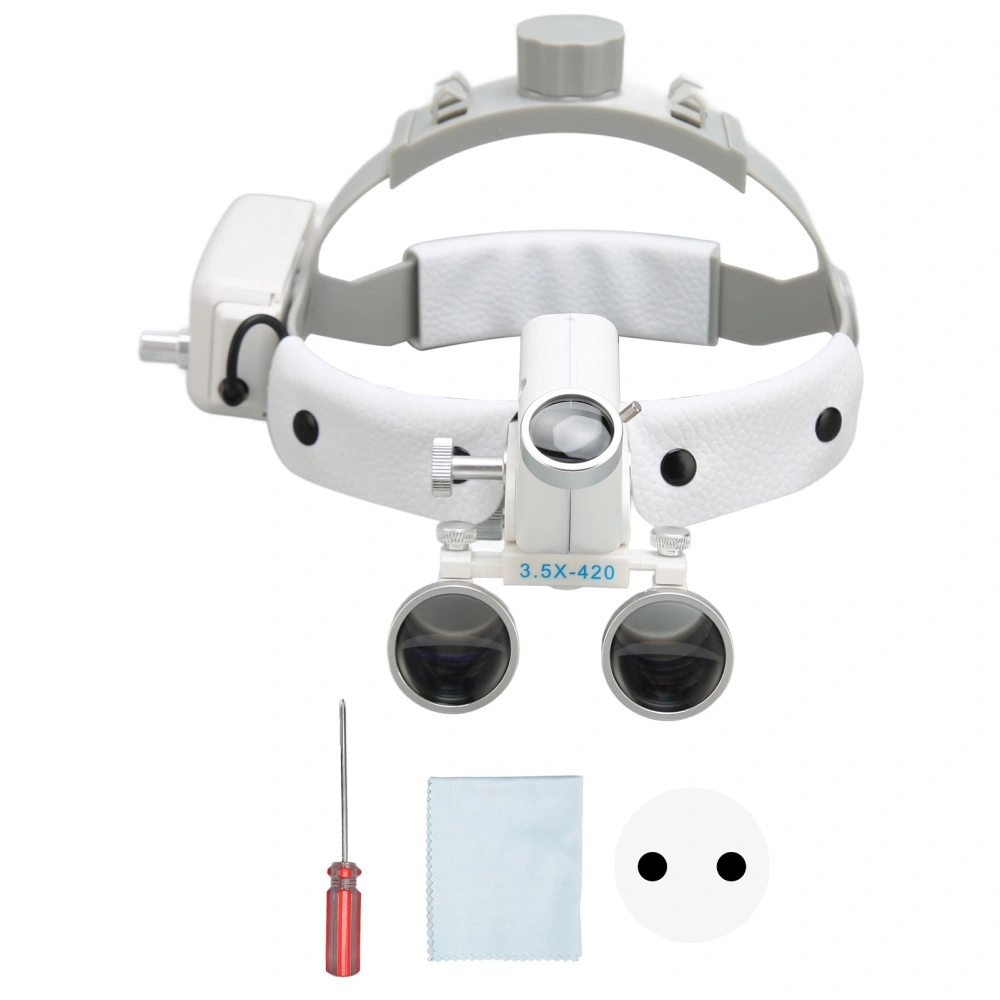 Dental LED Illuminated Headband Magnifier Binocular 3.5X 320 To 420mm LED Light Surgical Head Magnifier 100‑240V EU Plug