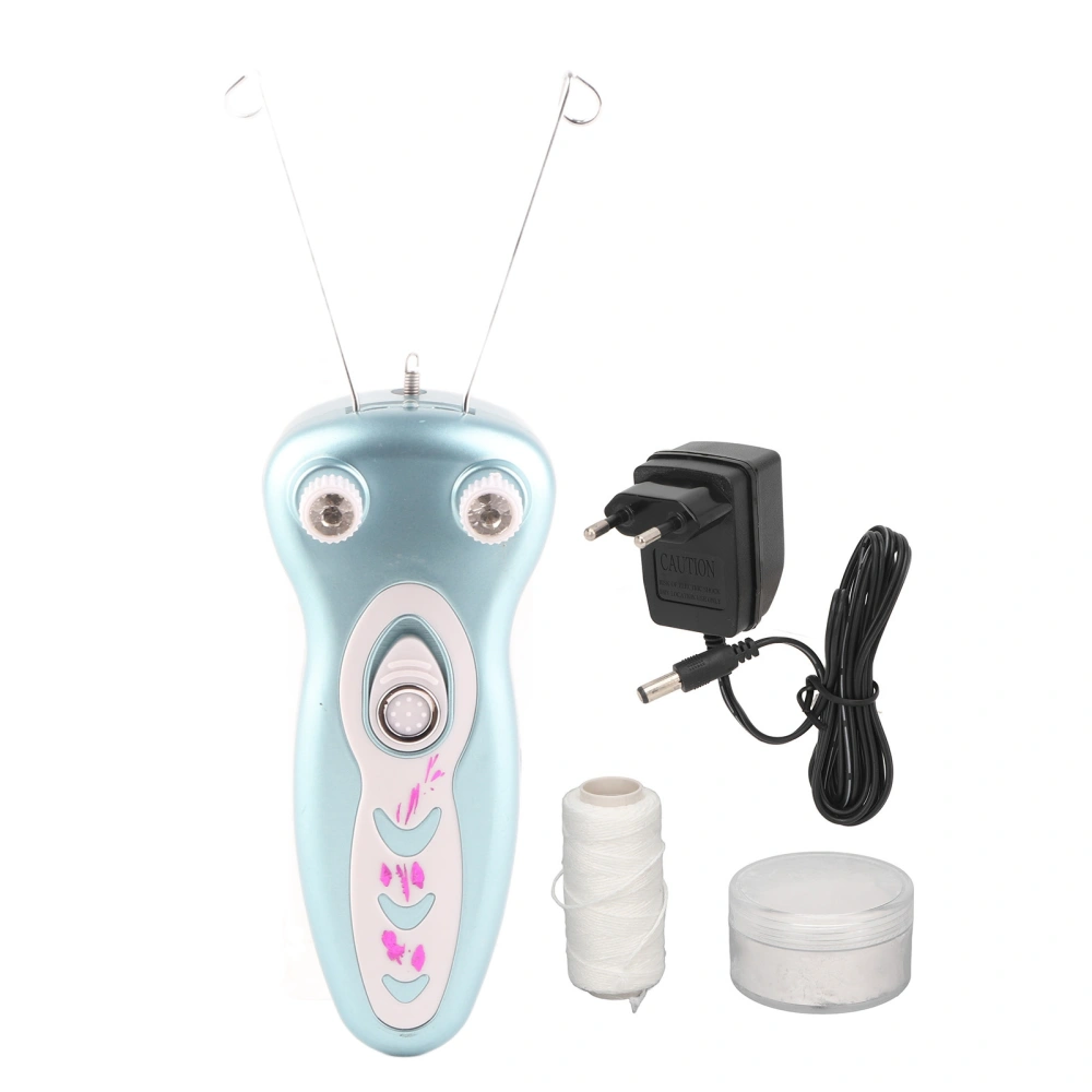 Electric Facial Cotton Threading Epilator Rechargeable Cordless LED Lighting Threading Hair Remover EU Plug 110‑240V