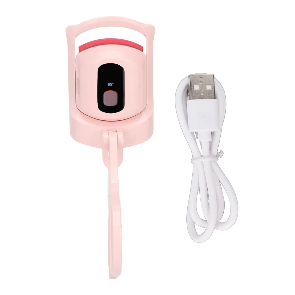 Pink Electric Heating Eyelash Curler 3 Gear Type C LCD Rechargeable Temperature Heated Eyelash Curler