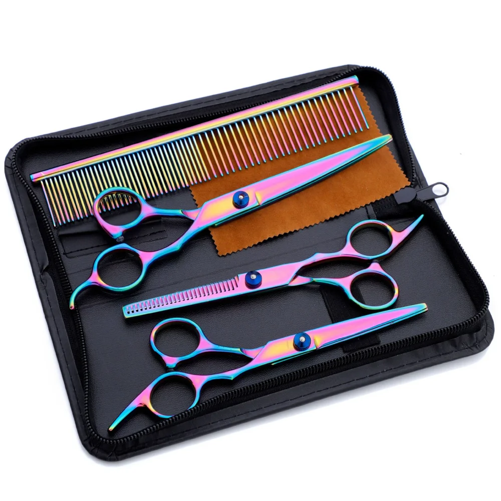 Pet Hair Scissors Professional Stainless Steel Trimming Colorful Safety Pet Grooming Scissor