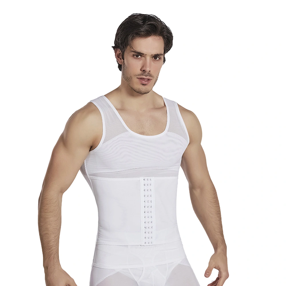 Men Slimming Body Shaper Nylon Breathable Comfortable Slimmer Compression Vest Top White XXL