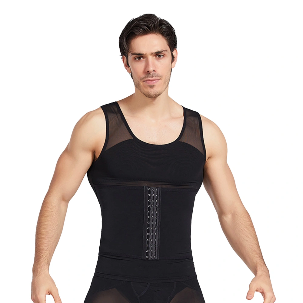 Men Slimming Body Shaper Nylon Breathable Comfortable Slimmer Compression Vest Top Black XL