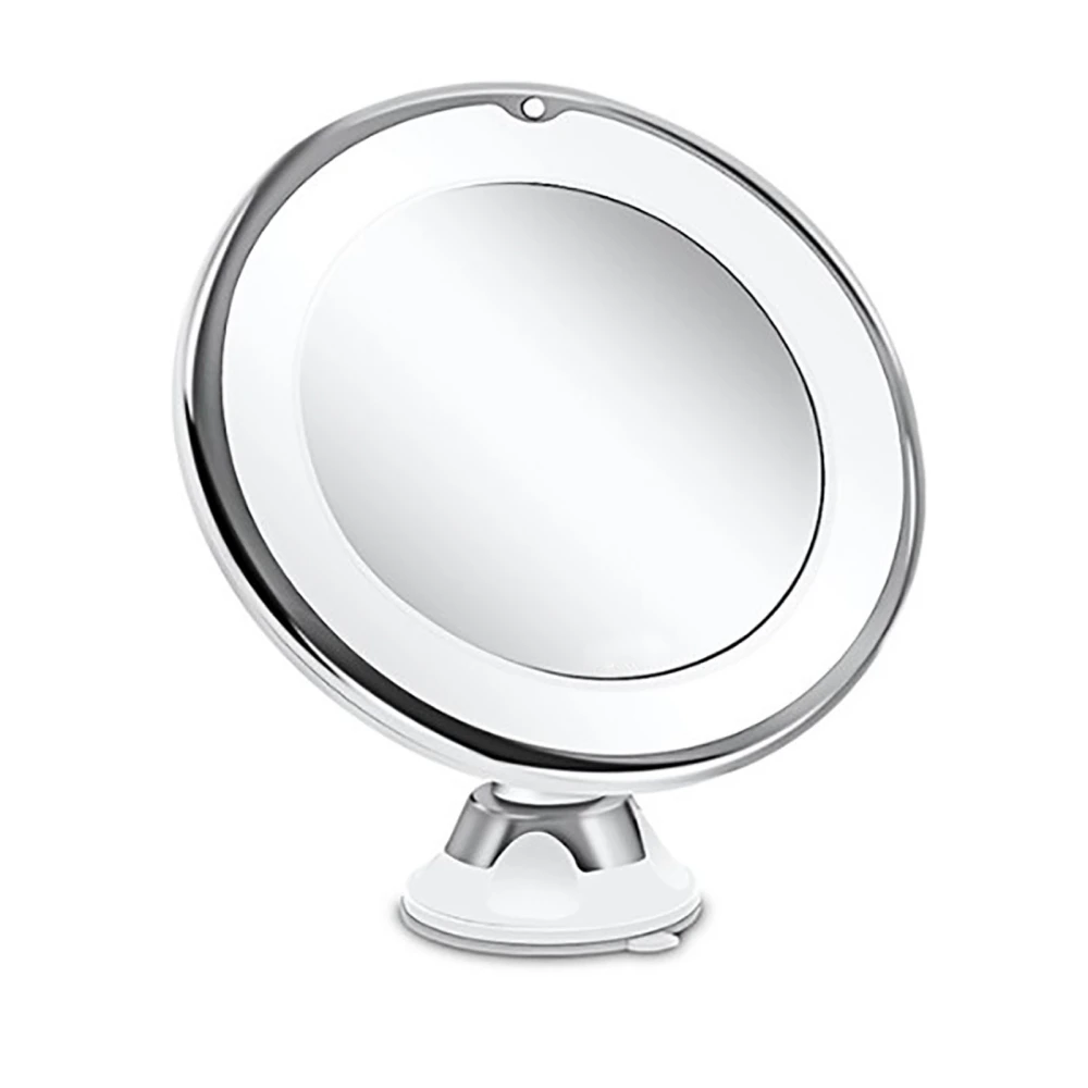 LED Makeup Mirror Round Shape 10X Magnification Suction Cup 360 Degrees Rotation Lighting Mirror