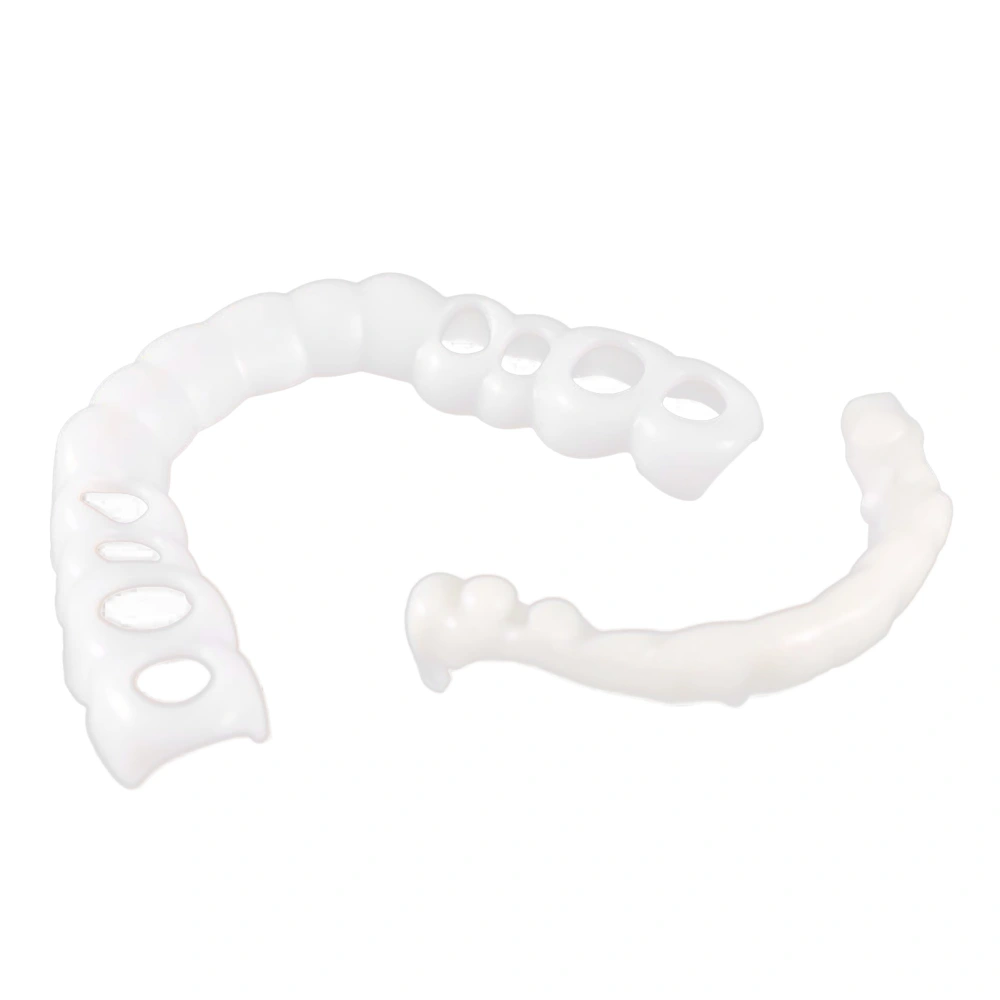 6pcs Fake Teeth Braces White Easy to Clean Top Bottom Instant Veneers Dentures for Confidence