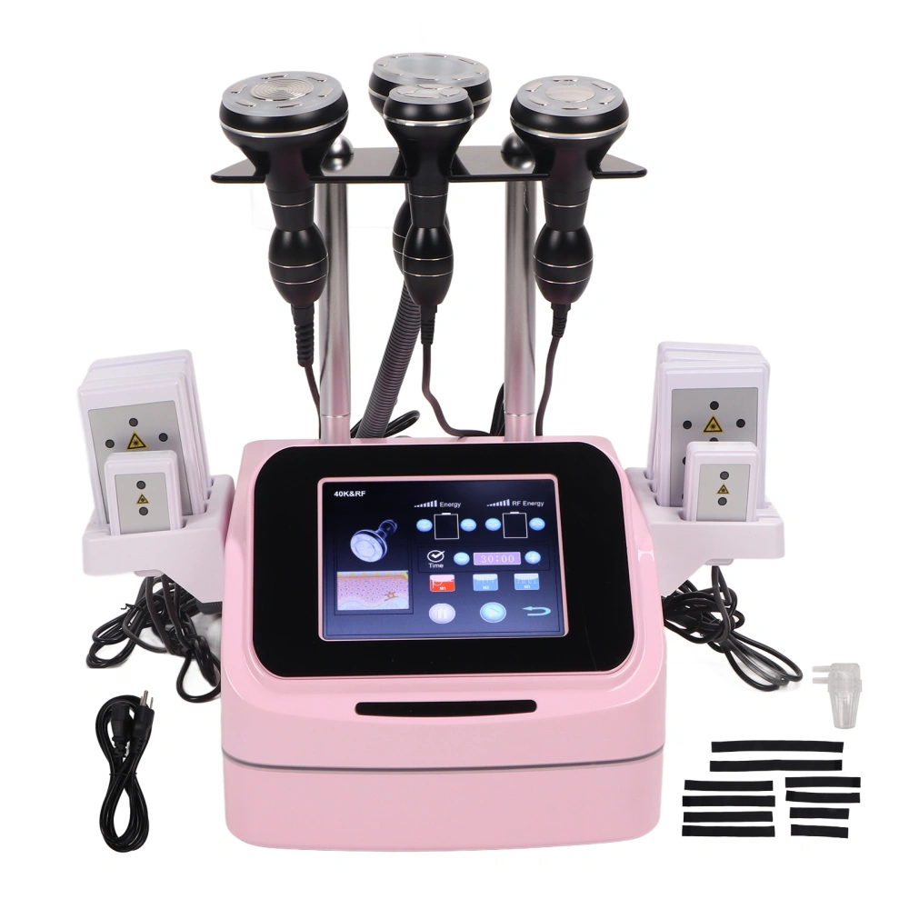 5 In 1 Body Sculpting Machine 40K RF Multifunction Fat Burning Beauty Cavitation Machine Pink US Plug 110V