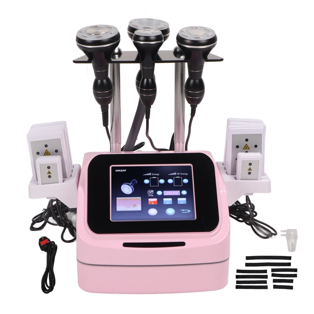 5 In 1 Body Sculpting Machine 40K RF Multifunction Fat Burning Beauty Cavitation Machine Pink UK Plug 220V