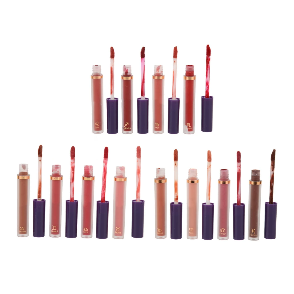 12Pcs Matte Lip Gloss Moisturizing Anti Melt Long Lasting Cream Lip Gloss for Party Work Ball Gift