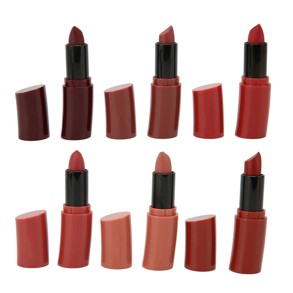 6 Colors Matte Lipstick Set Curved Professional Long Lasting Waterproof Lightweight Makeup Lipstick for Dating Party