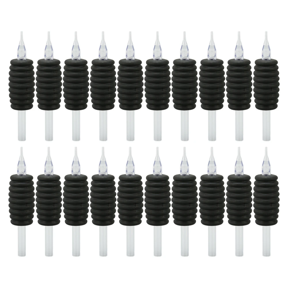 20pcs Tattoo Tube Grip Black 5RT Silicone Lightweight Stable Disposable Tattoo Tip Tubes 0.98in