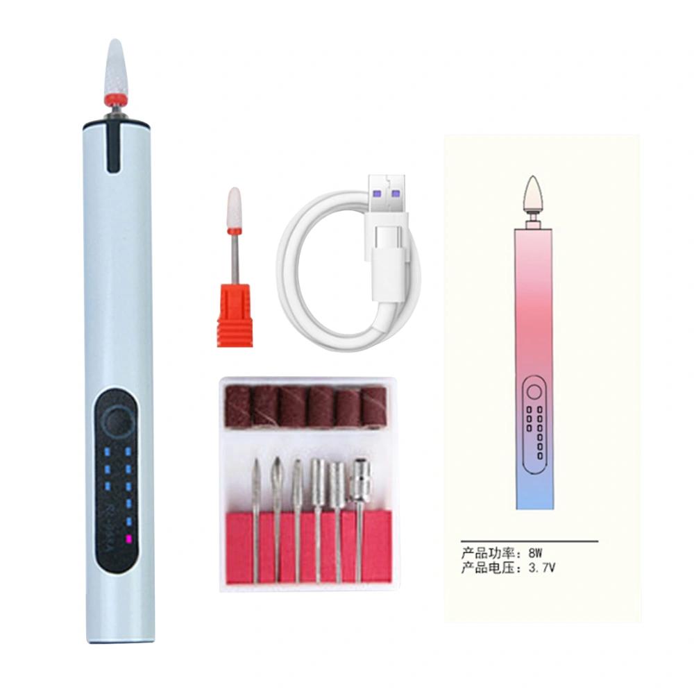 Electric Nail Grinding Machine Portable Rechargeable Nail Polishing Machine for Electric Nail File Creamy White