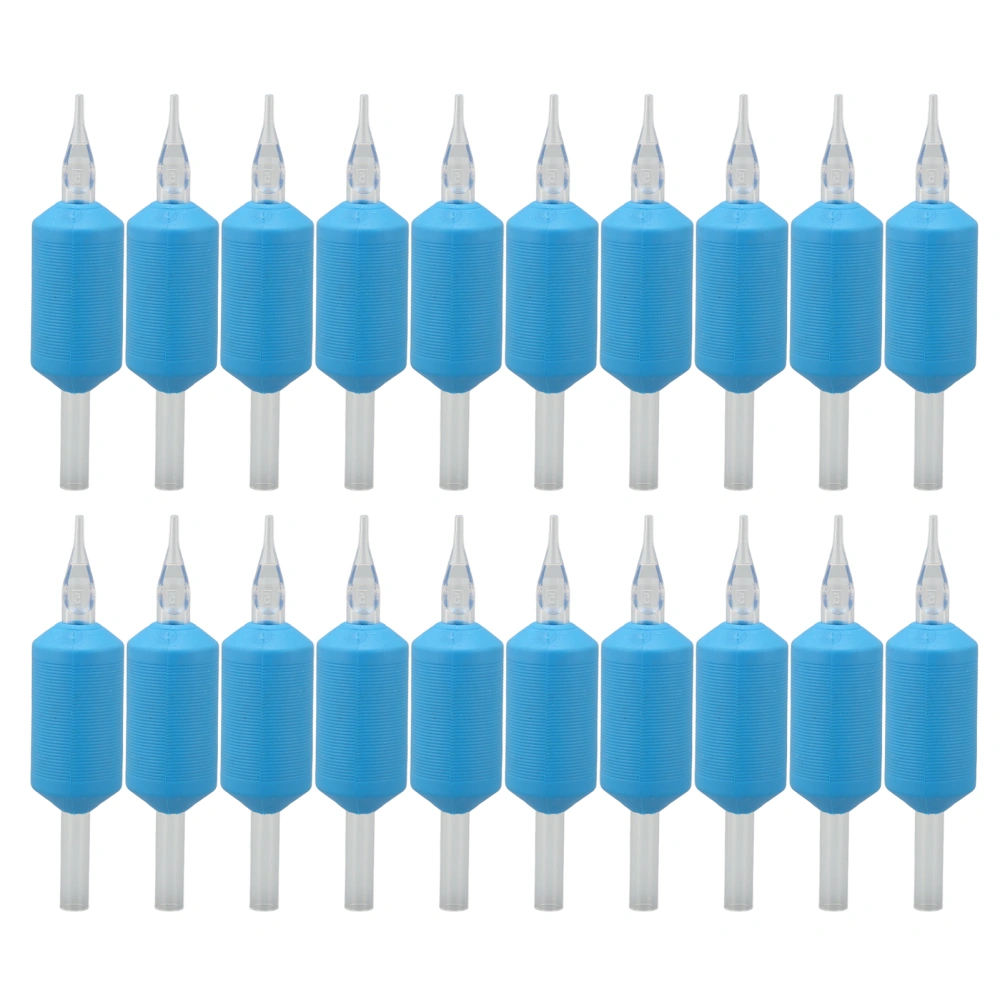 20pcs Disposable Tattoo Handle Grip Silicone Prevent Slip Tattoo Machine Grips for 5RT Needle Blue 25mm