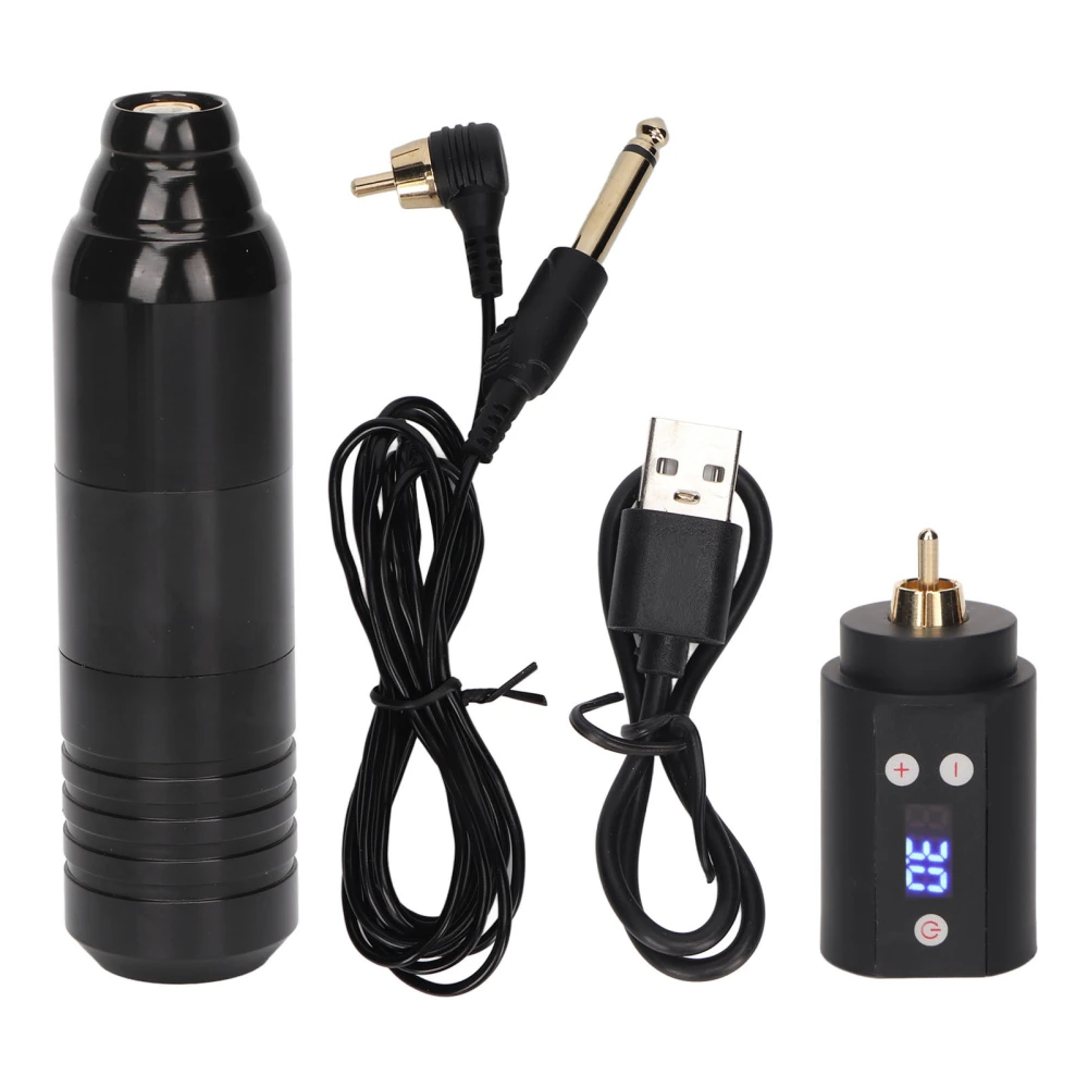 1500mAh Rotary Tattoo Pen Kit Wireless Cartridges RCA Interface LCD Screen USB Rechargeable Tattoo Power Supply Kit WR 39