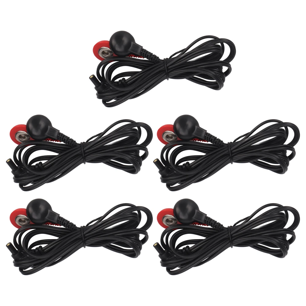 5pcs Black Electrode Wire 2.35mm Plug Electrode Lead Wire for TENS Machine Digital Treatment Machine 4.9ft