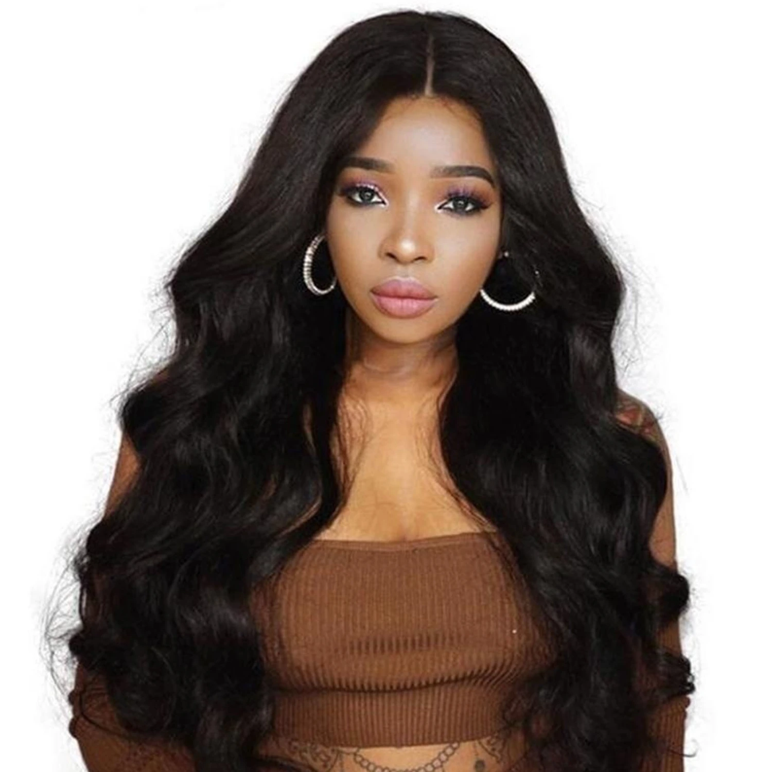 Black Long Curly Wig Soft Lifelike Reusable Lightweight Lovely Women Wig for Work Party Daily Big Wave