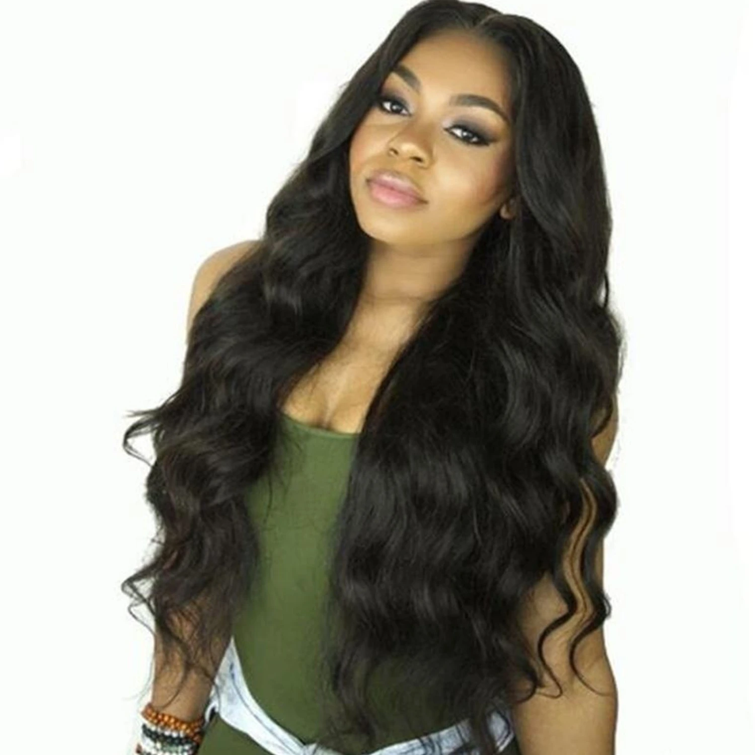 Black Long Curly Wig Soft Lifelike Reusable Lightweight Lovely Women Wig for Work Party Daily Big Wave