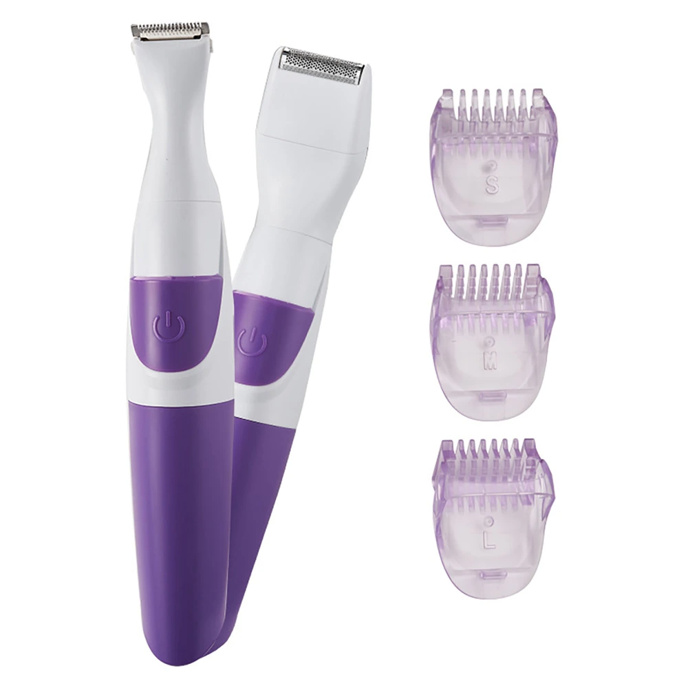 Women Bikini Cordless Trimmer 2 in 1 Waterproof Portable Safe Hair Removal Trimmer Purple