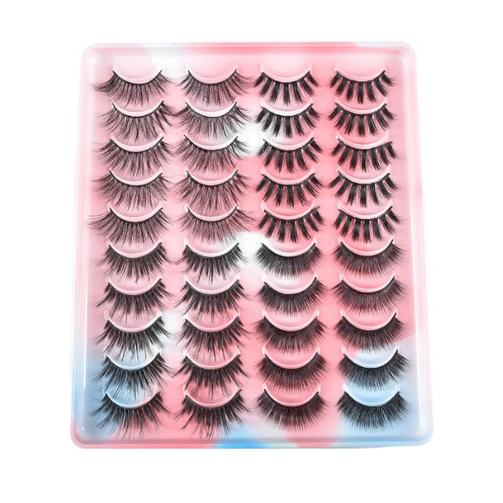 20 Pair Natural Eyelashes Multi Layer 3D Cross Curved False Eyelashes for Work Stage Makeup