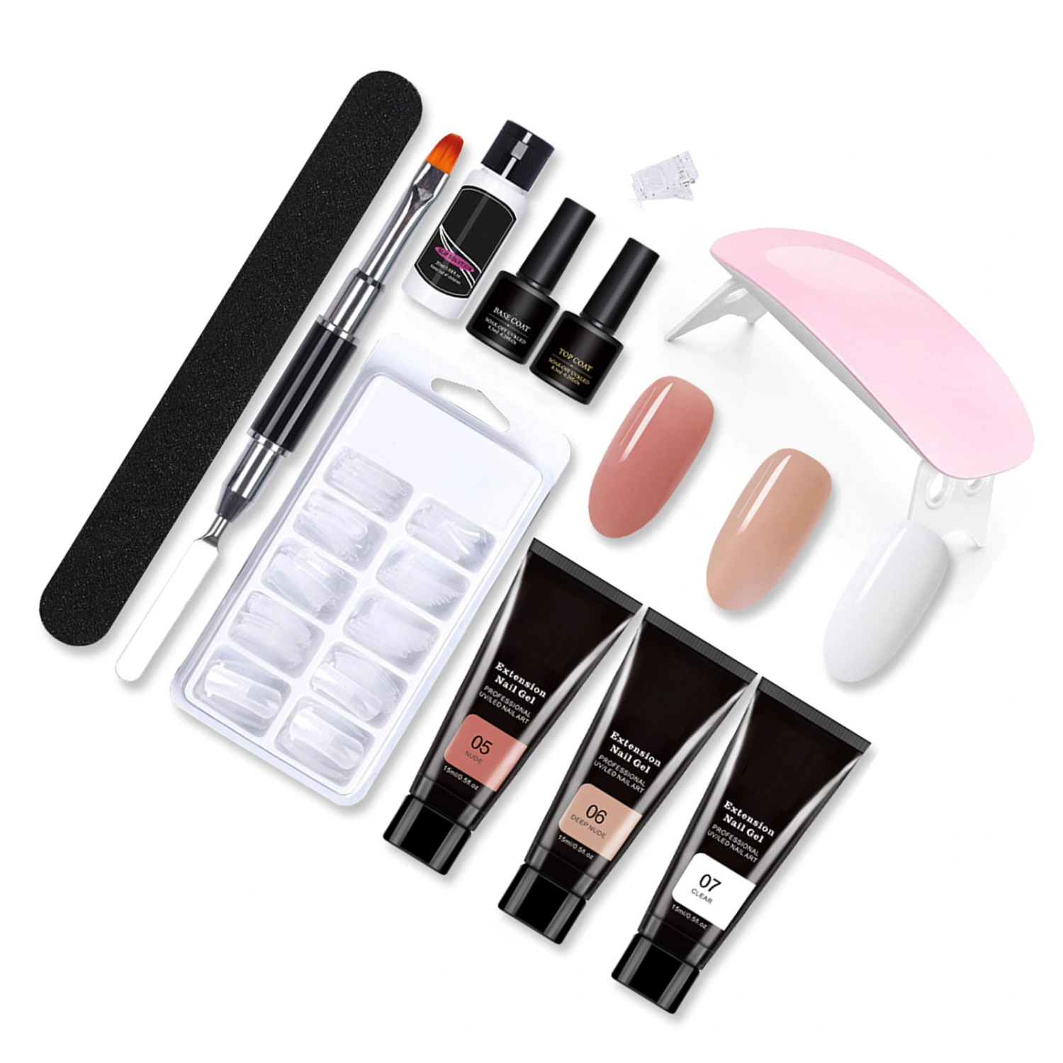 Nail Extension Gel Kit Professional Beautiful Gel Nail Polish Tool Set with Light for Home Salon